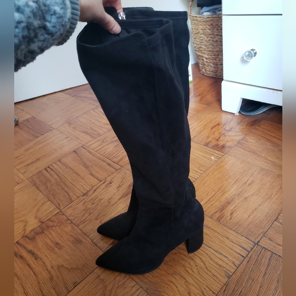 Marc Fisher Black Suede  Heeled Boots - size 7 - Picture 15 of 16